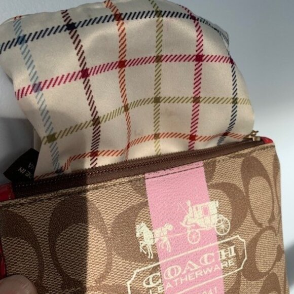 Coach Signature Canvas Wristlet (Vintage Y2K) in Pink and Tan - Picture 3 of 5